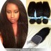 Brazilian virgin hair with lace closure,Brazilian kinky straight  with bundles,3 bundles with 4x4 lace closure 